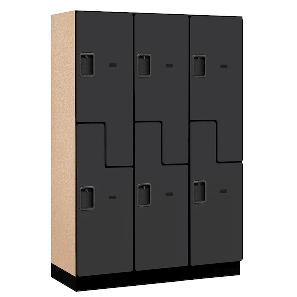 2 Tier 'S' Designer Locker, 54"Wx76"Hx18"D, 6 Door, Black